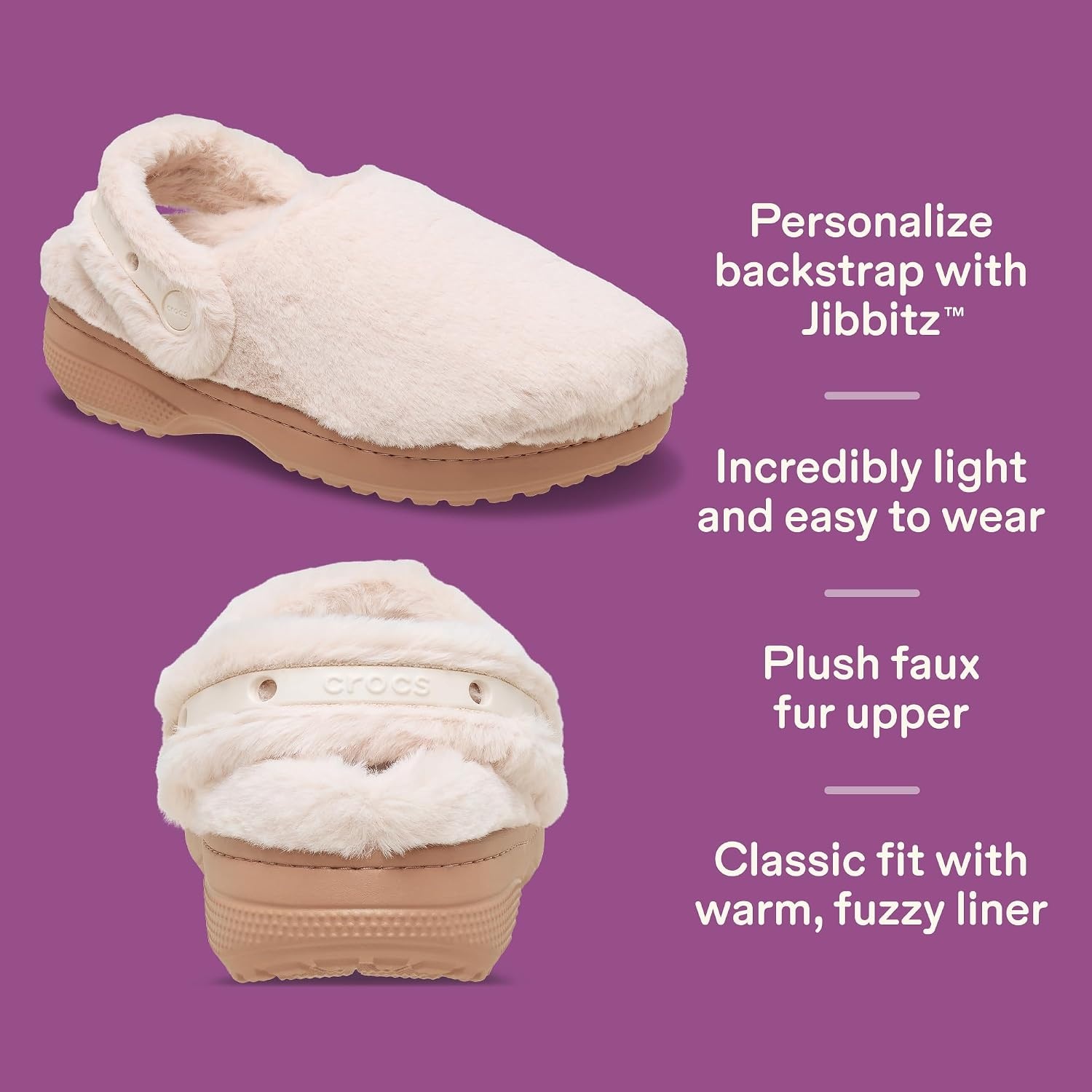 image:imageCrocs UnisexAdult Classic Unfurgettable Lined Clogs Fuzzy SlippersQuartz