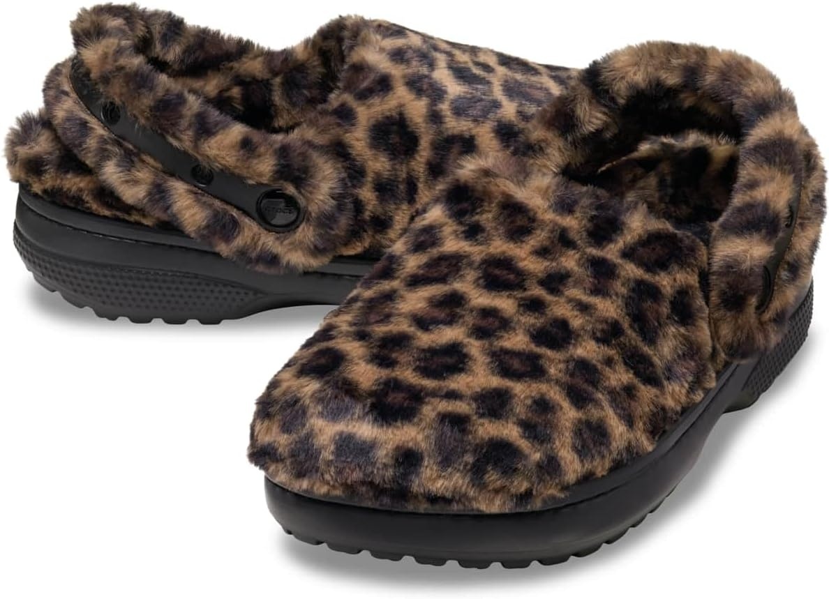 image:imageCrocs UnisexAdult Classic Unfurgettable Lined Clogs Fuzzy SlippersSepiaLeopard