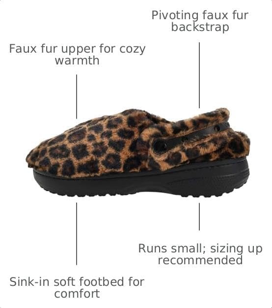 image:imageCrocs UnisexAdult Classic Unfurgettable Lined Clogs Fuzzy SlippersSepiaLeopard