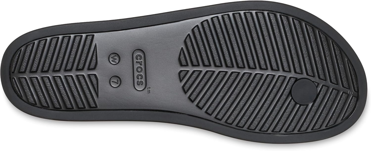 image:imageCrocs Womens Miami Round Toe Flip Flops Flexible Straps 360 Degree Comfort Croslite Foam FootbedBlackSepiaLeopard