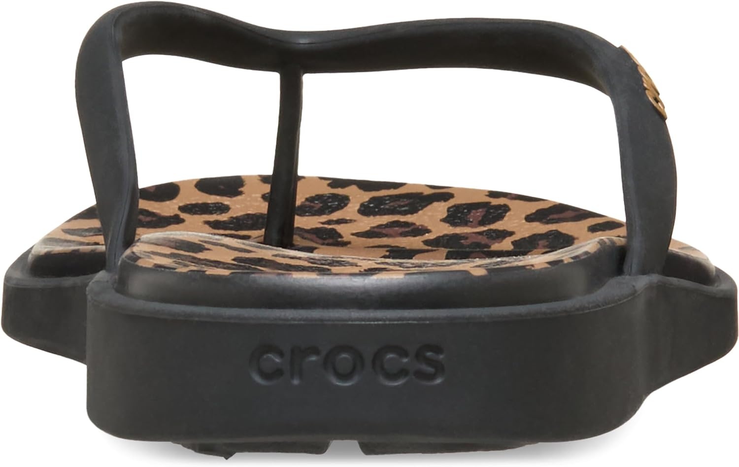 image:imageCrocs Womens Miami Round Toe Flip Flops Flexible Straps 360 Degree Comfort Croslite Foam FootbedBlackSepiaLeopard