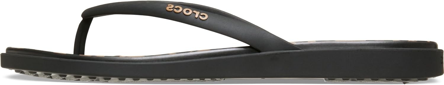 image:imageCrocs Womens Miami Round Toe Flip Flops Flexible Straps 360 Degree Comfort Croslite Foam FootbedBlackSepiaLeopard