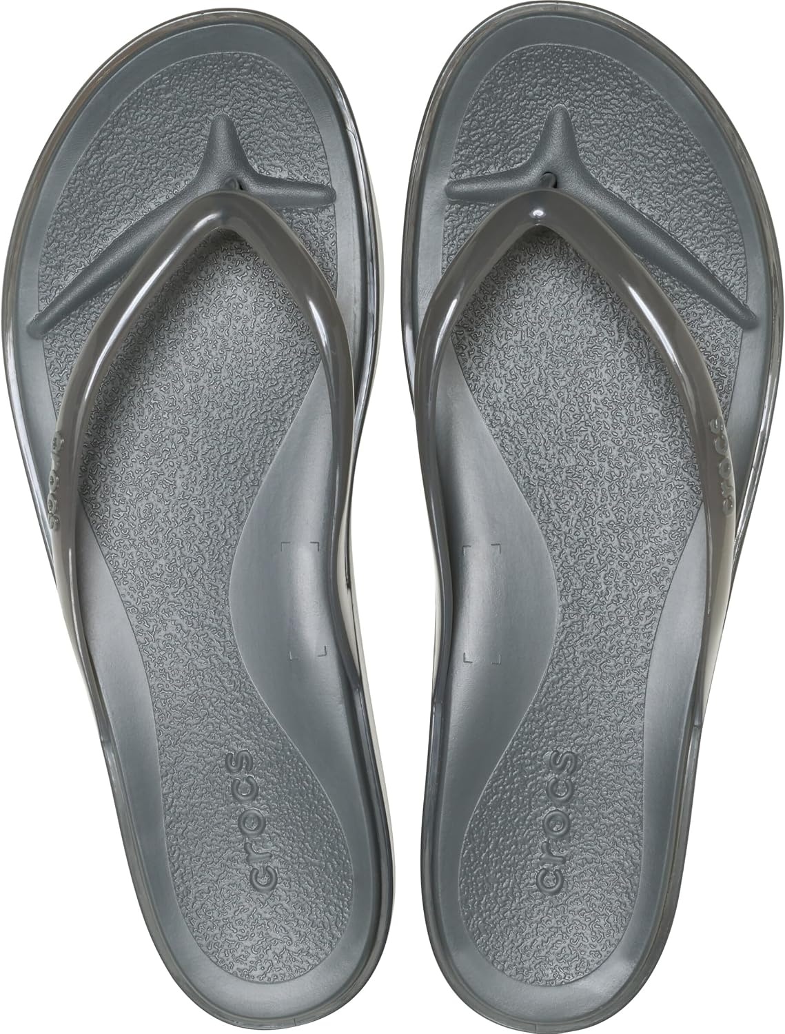 image:imageCrocs Womens Miami Round Toe Flip Flops Flexible Straps 360 Degree Comfort Croslite Foam FootbedCarbon Jelly