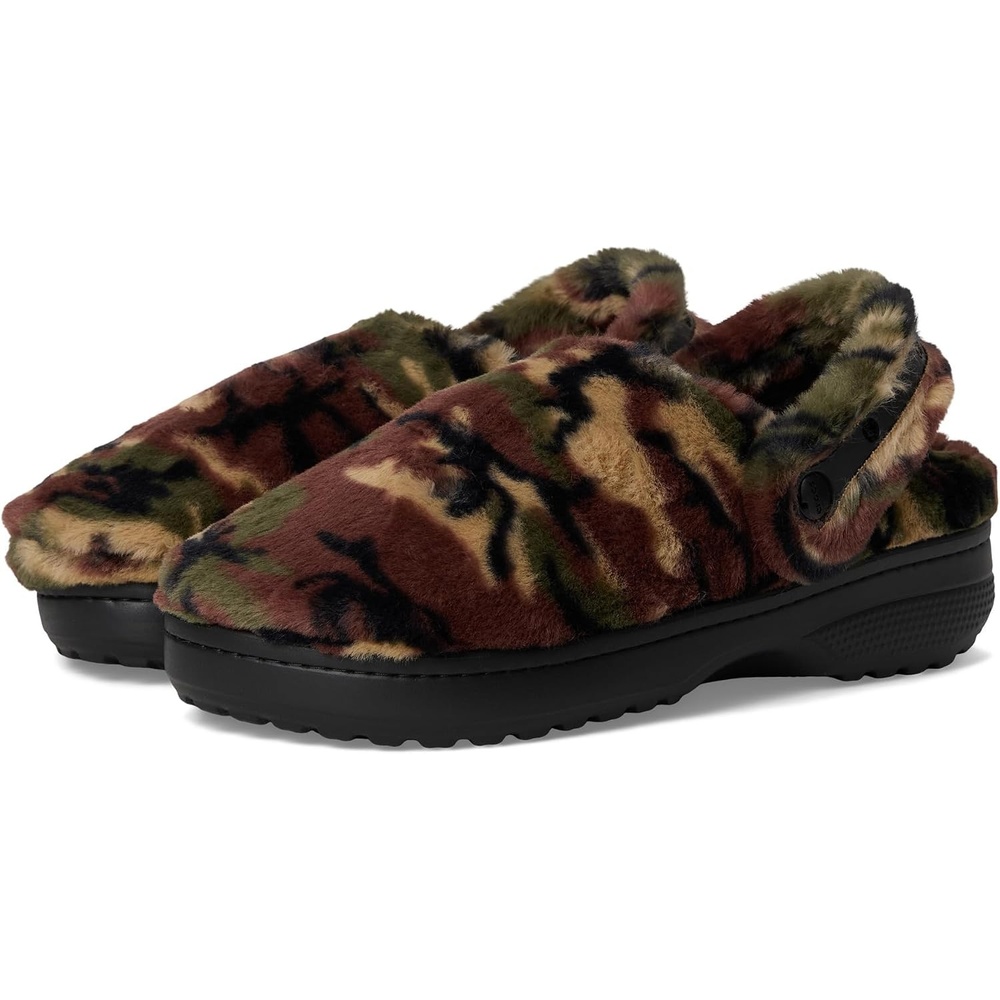 image:imageCrocs UnisexAdult Classic Unfurgettable Lined Clogs Fuzzy SlippersArmy GreenMulti