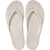 Crocs Women’s Miami Round Toe Flip Flops | Flexible Straps | 360 Degree Comfort | Croslite Foam Footbed(Almond Tint/Leopard)