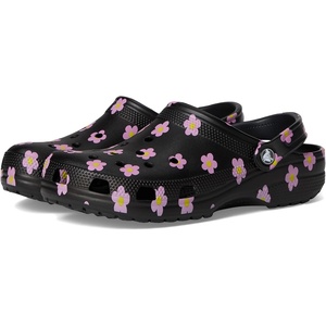 Crocs Unisex-Adult Classic Clog – Seasonal Graphic | Casual Shoes(Black/Flowers)