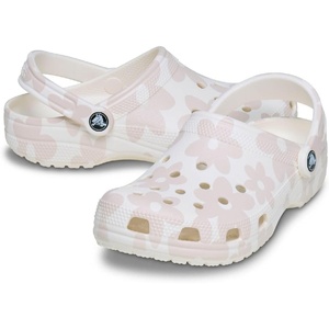 Crocs Unisex-Adult Classic Clog – Seasonal Graphic | Casual Shoes(Chalk/Multi Petals)