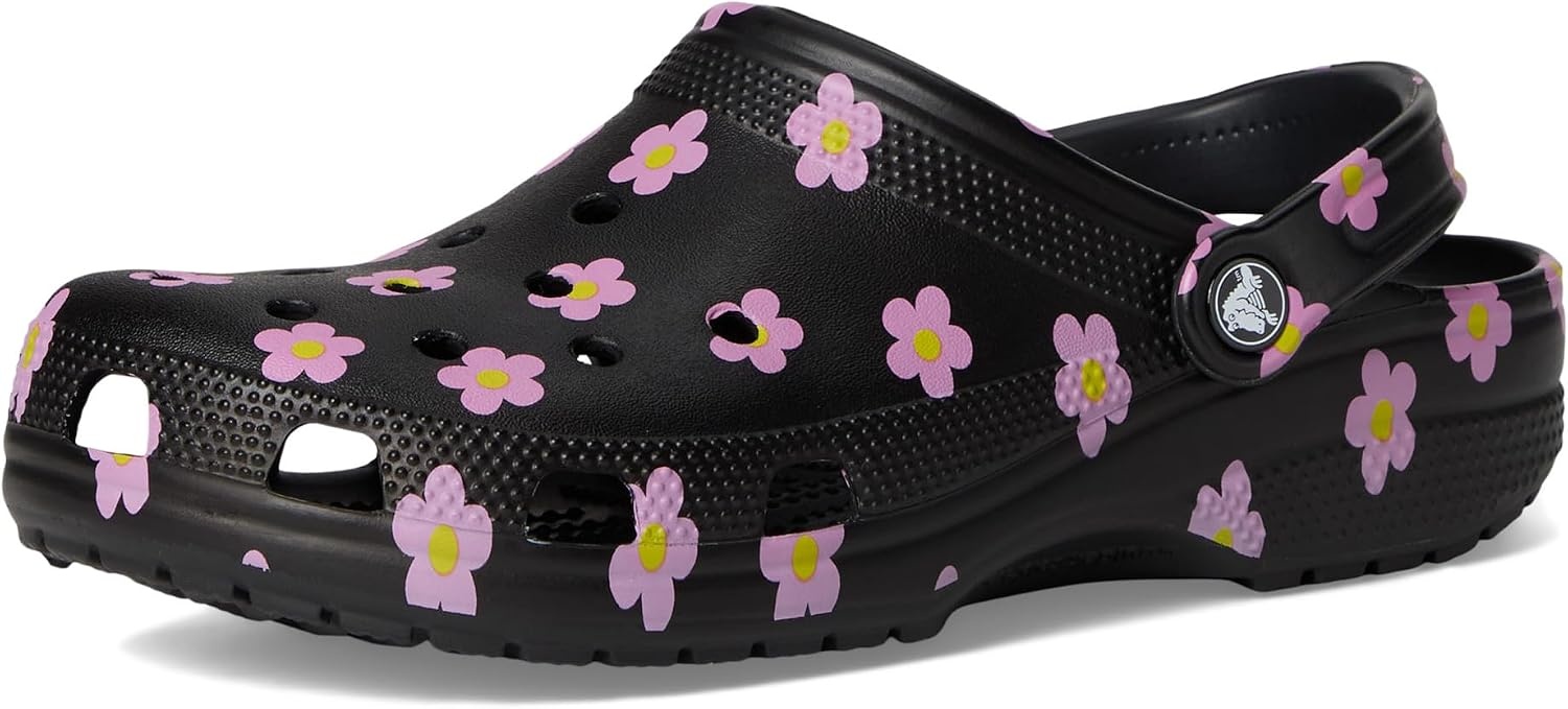 image:imageCrocs UnisexAdult Classic Clog Seasonal GraphicBlackFlowers