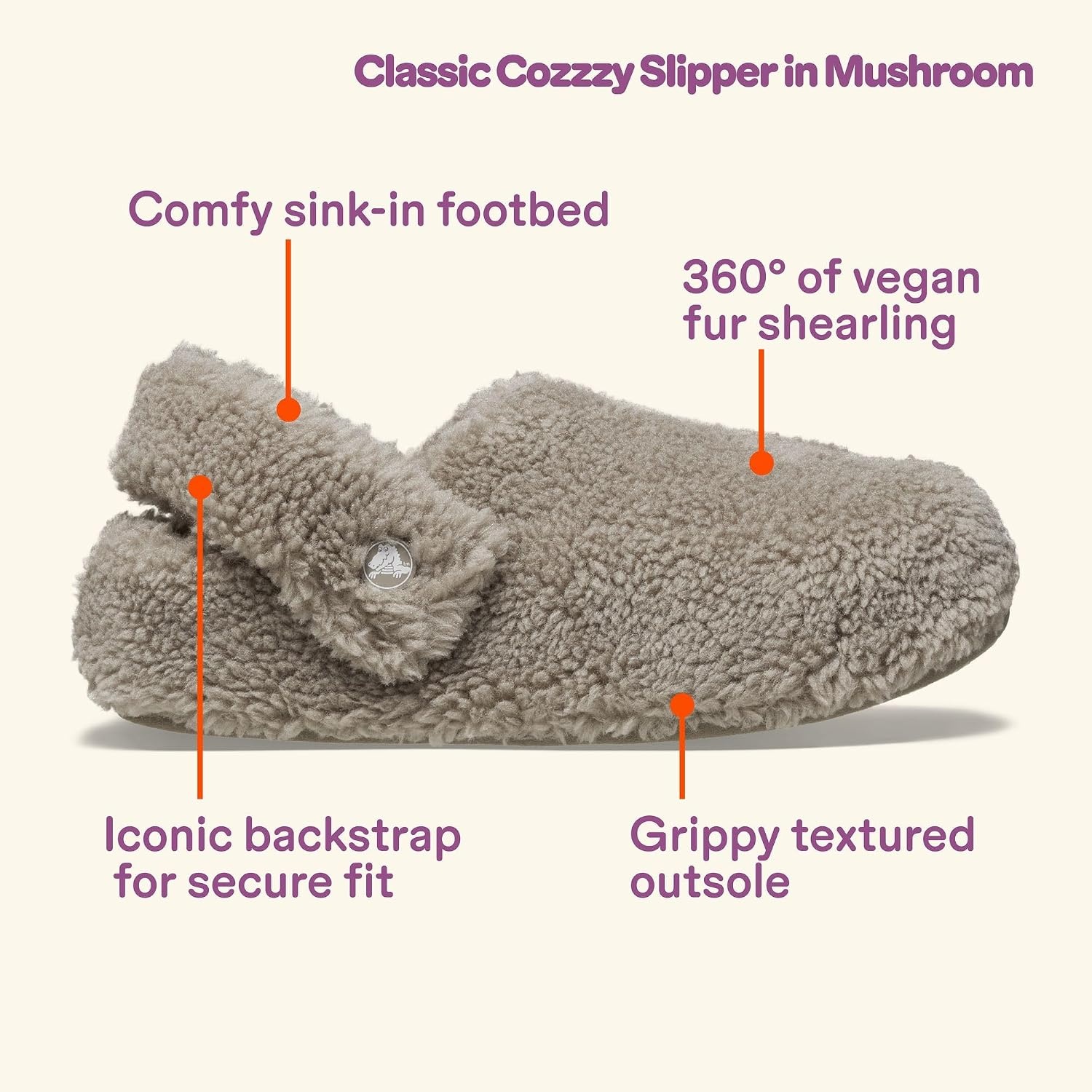 image:imageCrocs UnisexAdult Classic Cozzzy Lined SlipperMushroom