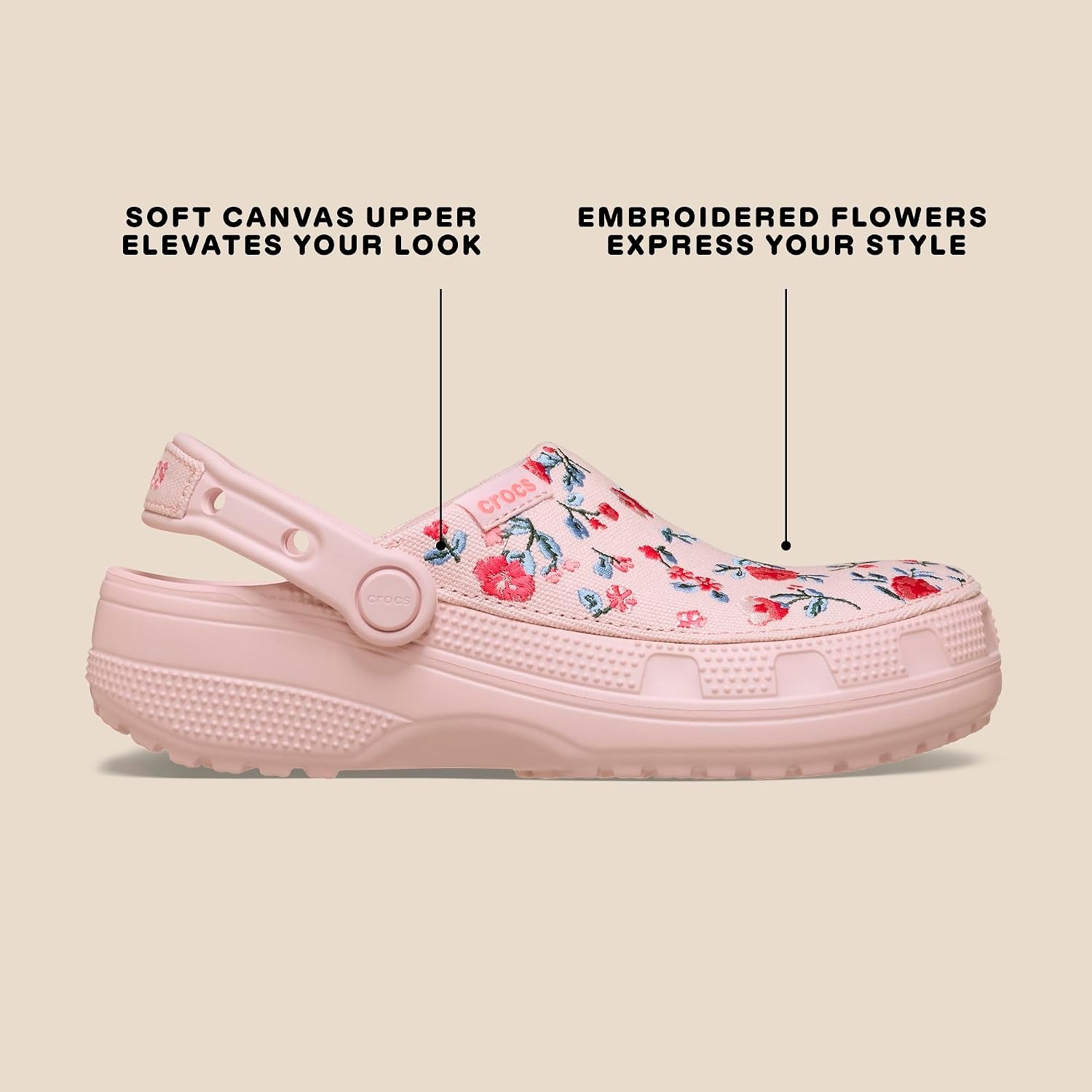 image:imageCrocs UnisexAdult Classic Crafted Canvas Clogs for Men and Women Floral Cotton Candy 12 Women10 Men