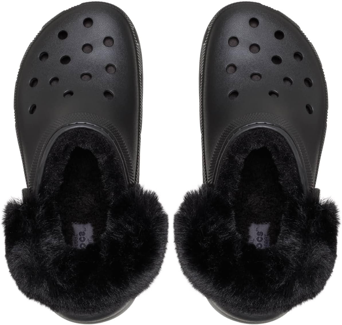 image:imageCrocs Womens Classic Platform Fuzz Lined Clogs Fuzzy SlippersBlack
