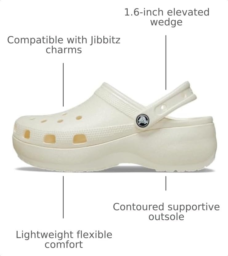 image:imageCrocs Womens Classic Platform Glitter ClogChalk
