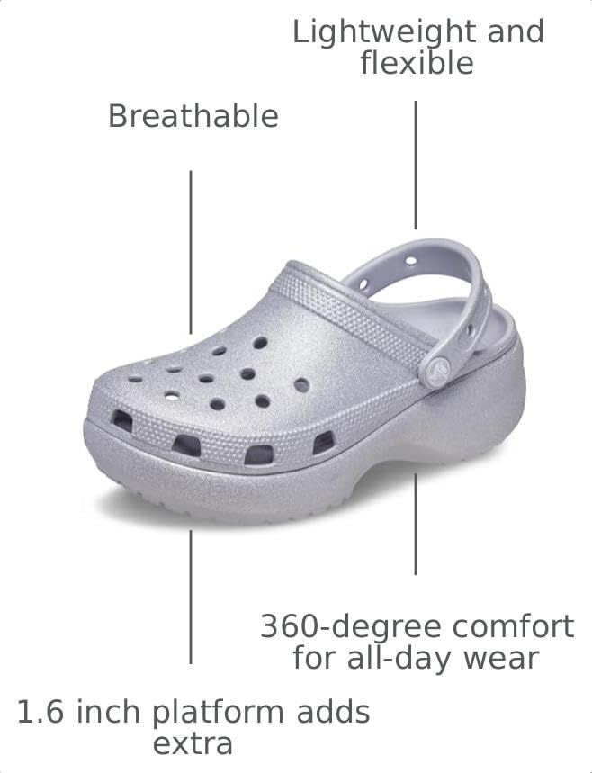 image:imageCrocs Womens Classic Platform Glitter ClogMauve Mist