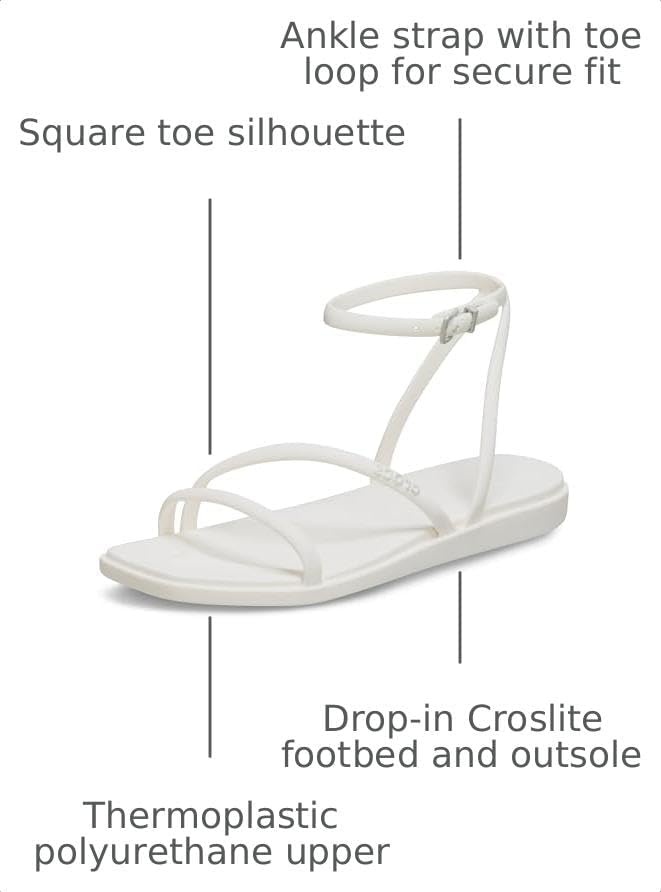 image:imageCrocs Womens Miami Ankle Strap Sandals Adjustable Heel Strap 360 Degree Comfort Croslite Foam FootbedChalk