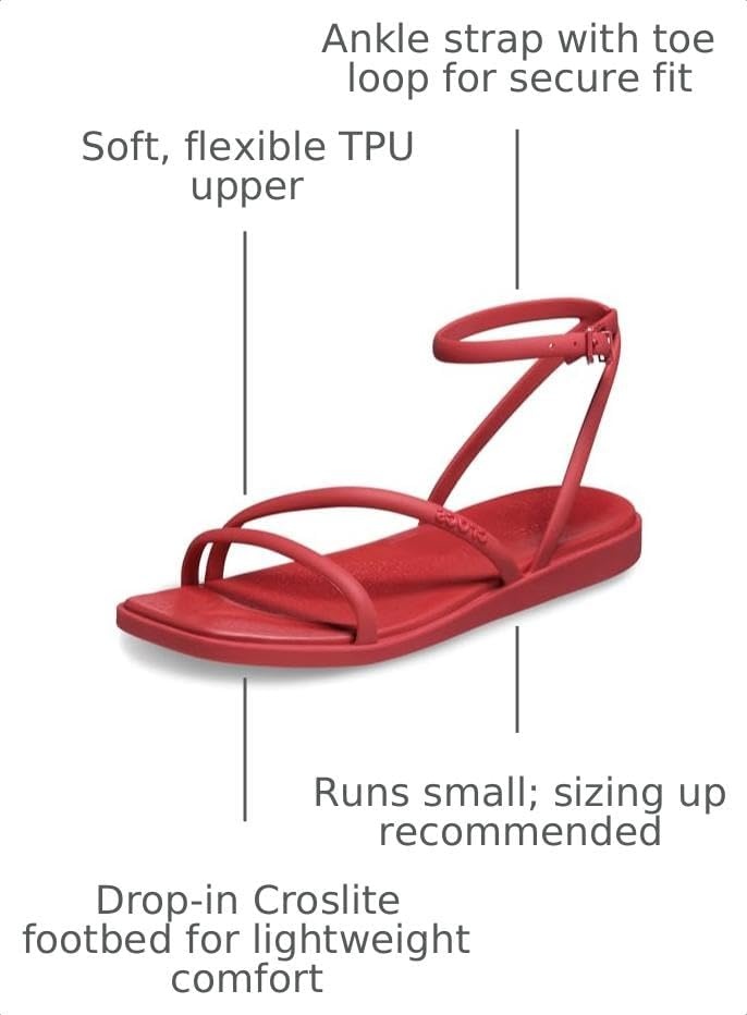 image:imageCrocs Womens Miami Ankle Strap Sandals Adjustable Heel Strap 360 Degree Comfort Croslite Foam FootbedCourt Red