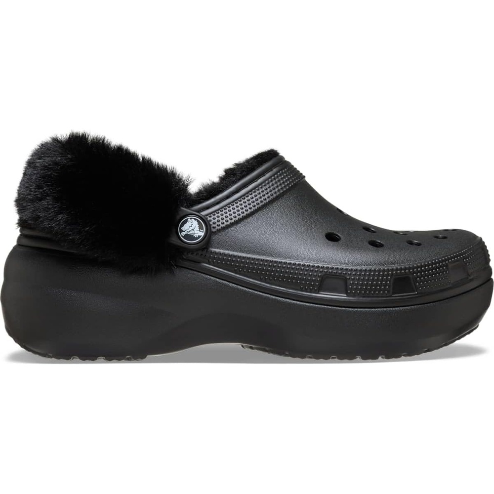 image:imageCrocs Womens Classic Platform Fuzz Lined Clogs Fuzzy SlippersBlack