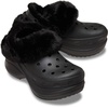 Crocs Women’s Bae Lined Clogs, Fuzzy Platform Slippers(Black)