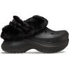 Crocs Women’s Bae Lined Clogs, Fuzzy Platform Slippers(Black)