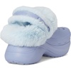 Crocs Women’s Bae Lined Clogs, Fuzzy Platform Slippers(Blue Haze)