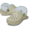Crocs Women’s Classic Platform Fuzz Lined Clogs, Fuzzy Slippers(Bone)