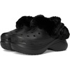 Crocs Women’s Bae Lined Clogs, Fuzzy Platform Slippers(Black)