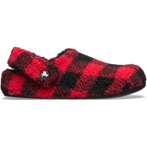 Crocs Unisex-Adult Classic Cozzzy Lined Slipper(Buffalo Plaid – Varsity Red/Black)