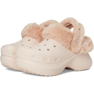 Crocs Women’s Bae Lined Clogs, Fuzzy Platform Slippers(Quartz)
