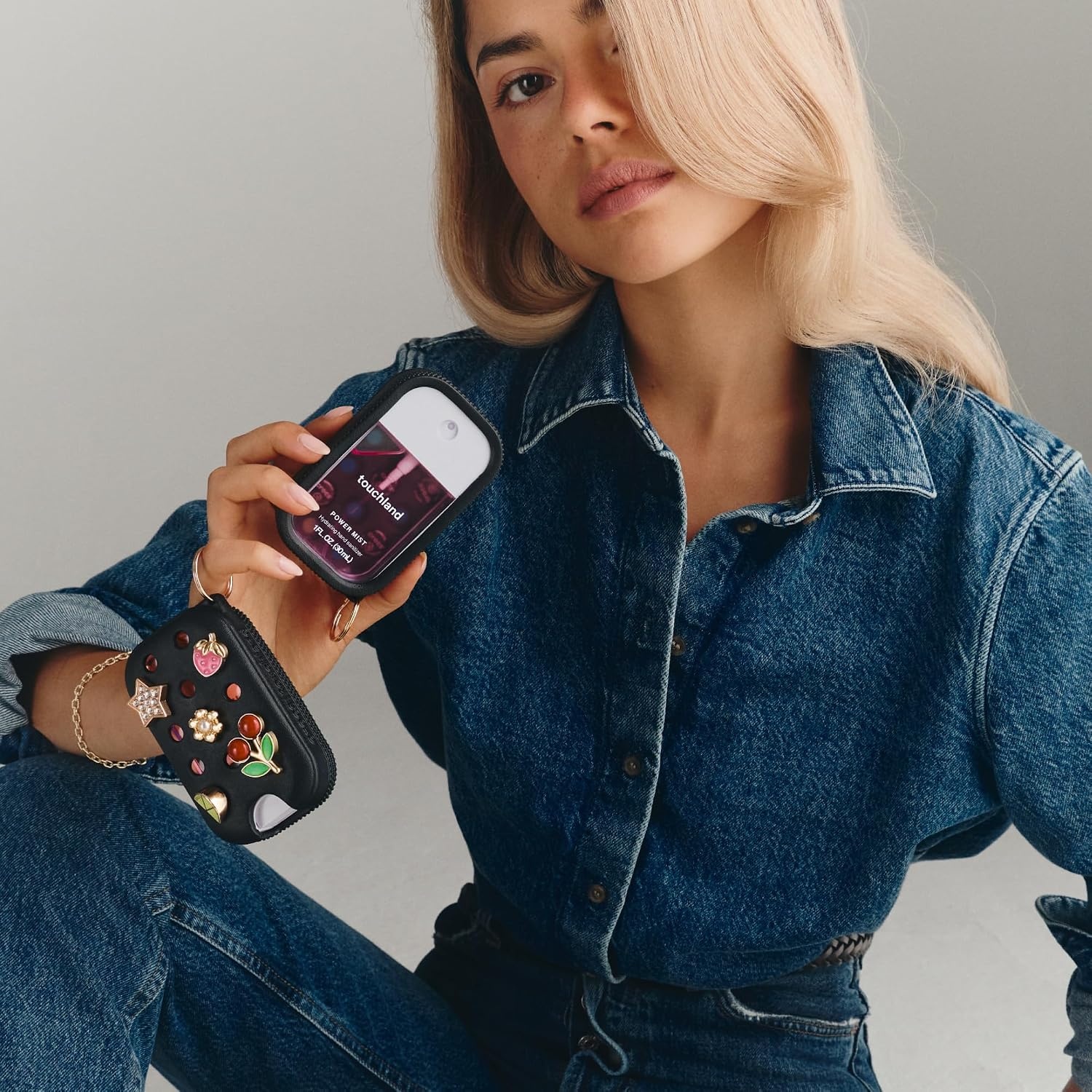image:imageTouchland x Crocs Hand Mist Case with 5 Jibbitz Charms Pixie LavenderJet Black