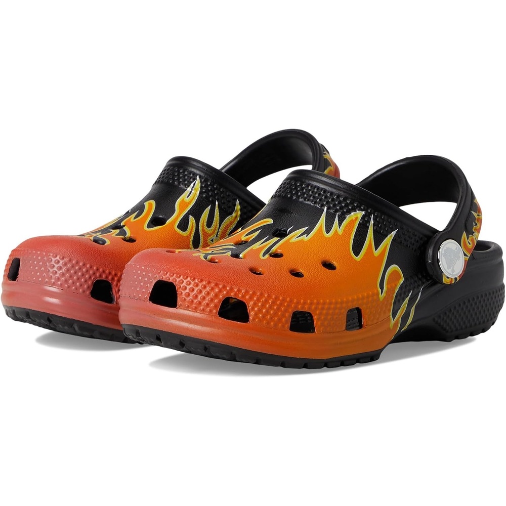 image:imageCrocs UnisexChild Classic Graphic Clog Casual ShoesBlackMulti Flames