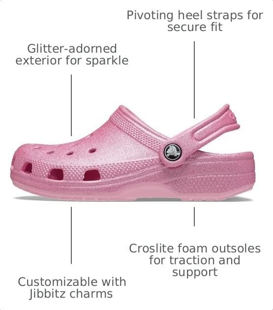 image:imageCrocs UnisexAdult Classic Glitter Clogs Toddler T PTGPink Tweed Glitter
