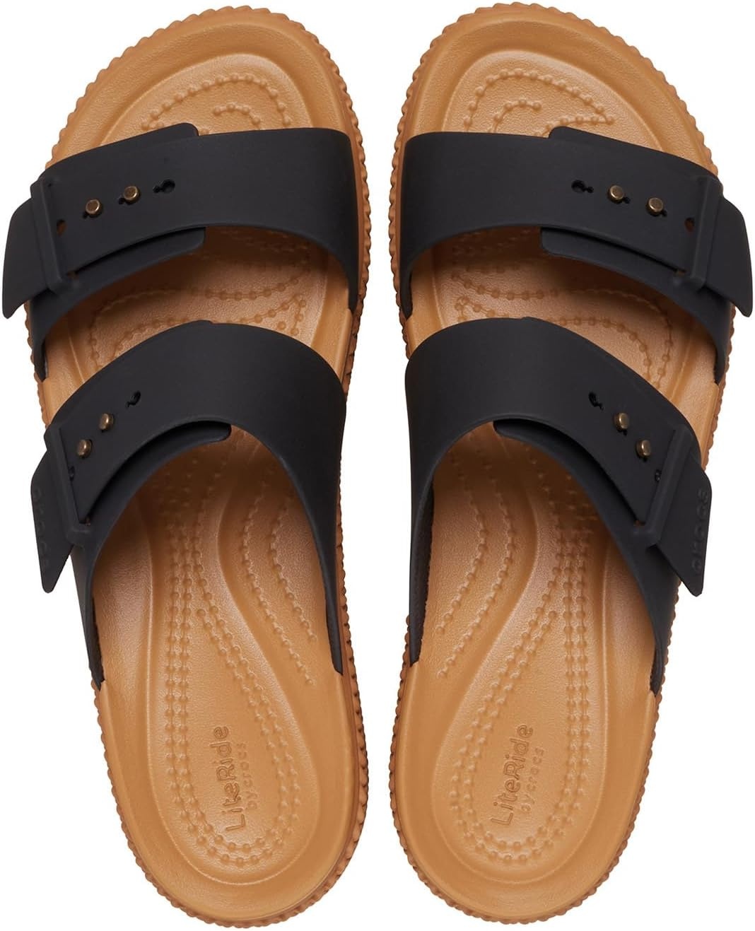 image:imageCrocs Womens Brooklyn Buckle Low Wedges Black 8 Medium