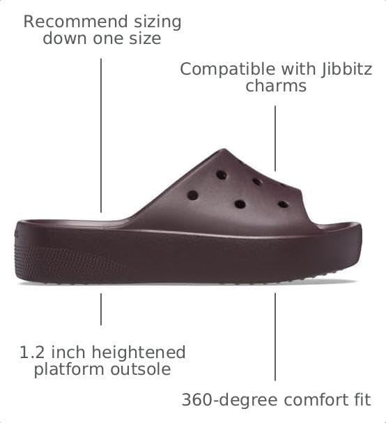 image:imageCrocs Womens Classic Platform Slide SandalsDark Cherry