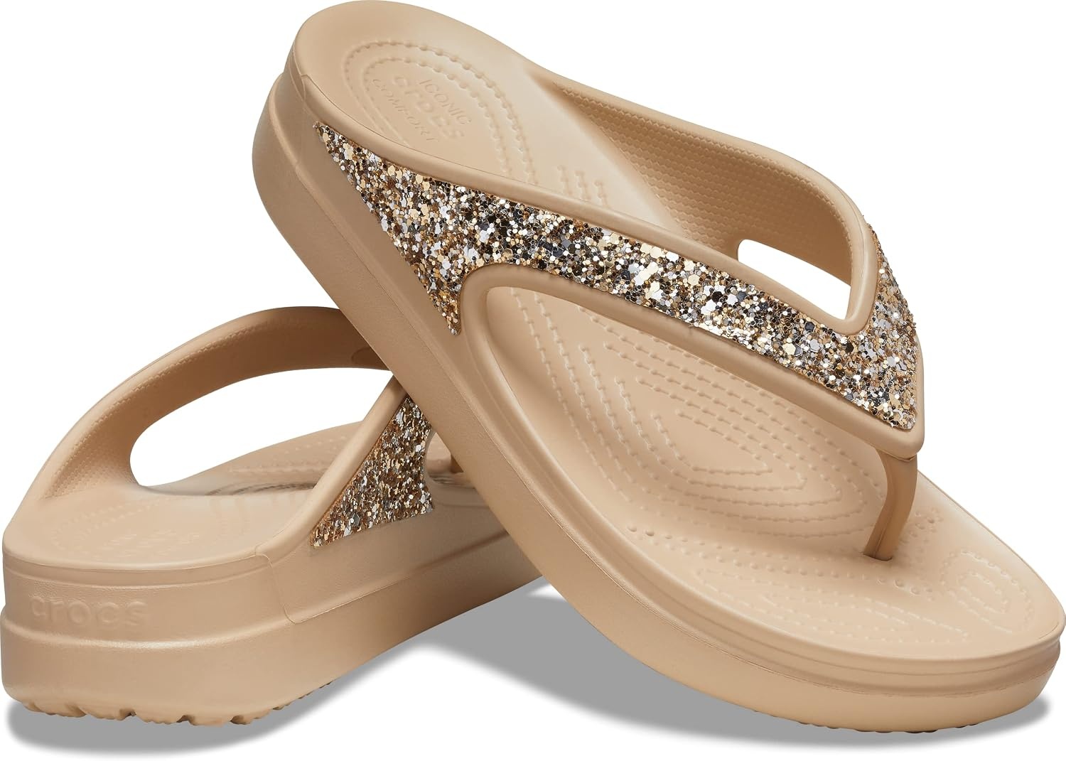 image:imageCrocs womens Sloane Glitter FlipGold Glitter