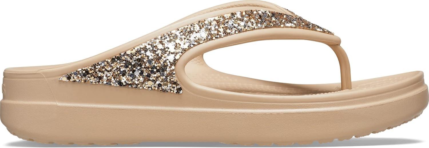 image:imageCrocs womens Sloane Glitter FlipGold Glitter