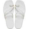 Crocs Women’s Miami Toe Loop Sandals | Square Toe Flat | Flexible Straps | Croslite Foam Footbed(Chalk)