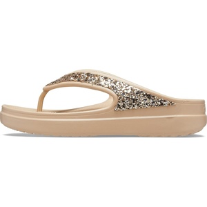 Crocs womens Sloane Glitter Flip(Gold Glitter)