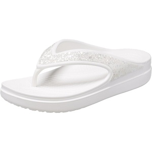 Crocs womens Sloane Glitter Flip(White Glitter)