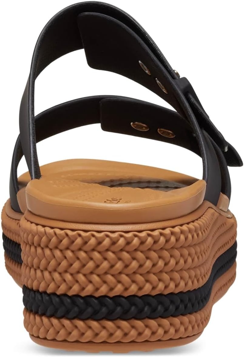 image:imageCrocs Womens Brooklyn Buckle Low Wedge Black 7 Medium